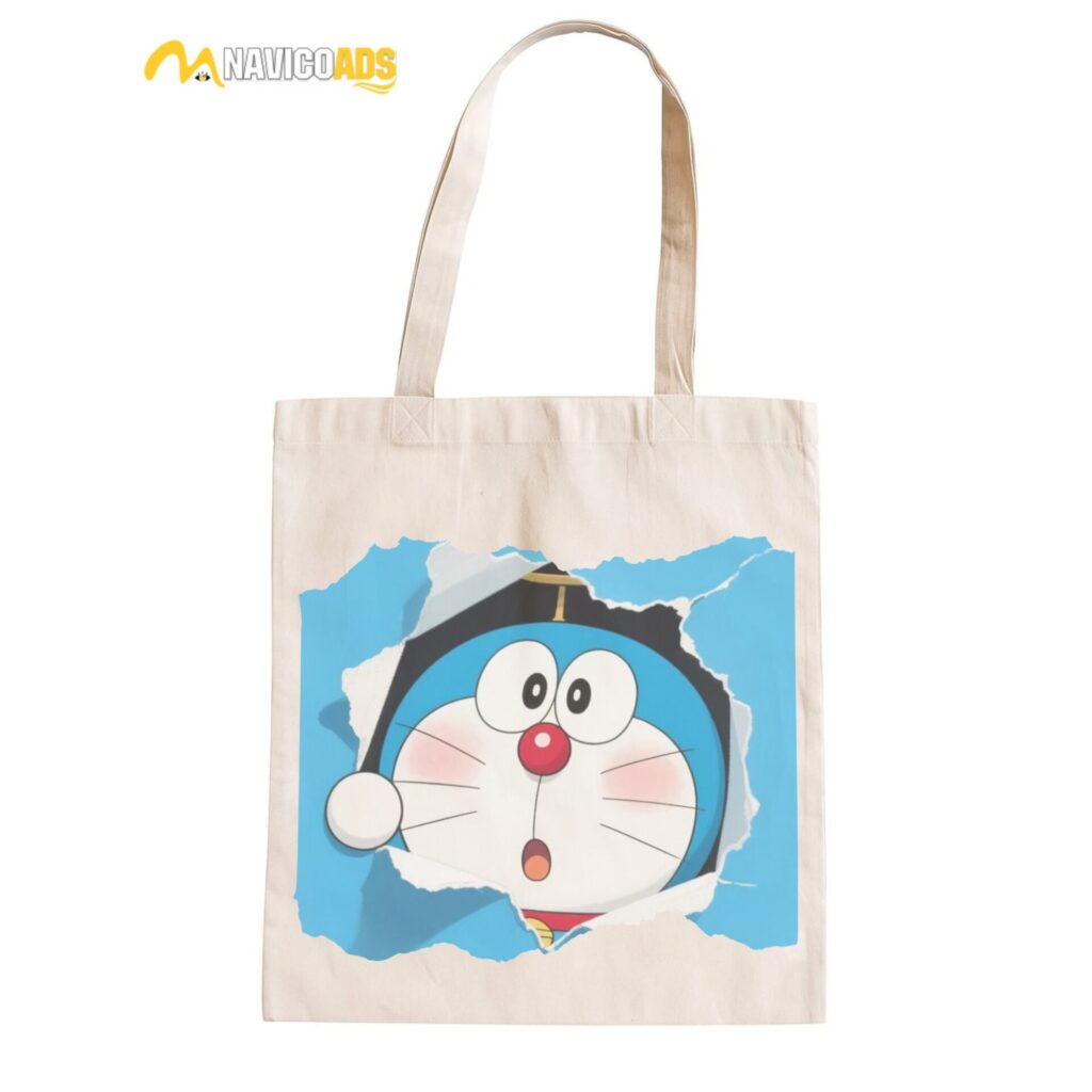 Blushing Doremon" Tote Bag